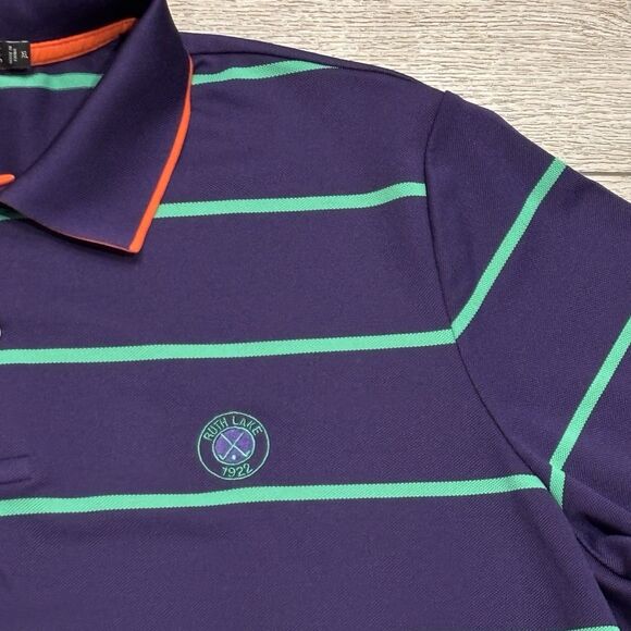 Ralph Lauren RLX Purple Green Golf Polo Shirt Mens XL Preppy Casual Athletic - Picture 3 of 8